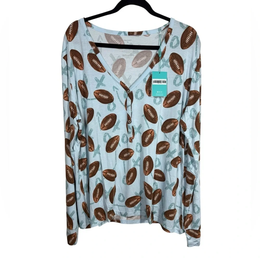 NWT Posh Peanut Long Sleeve Field Day Football Pajama Set Size 3XL